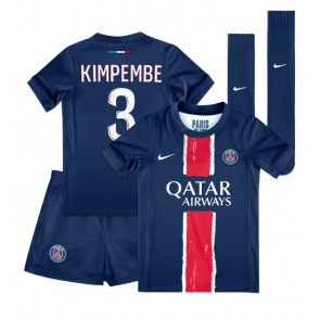 Billiga Paris Saint-Germain Presnel Kimpembe #3 Hemmatröja Barn 2024-25 Kortärmad (+ Korta byxor)